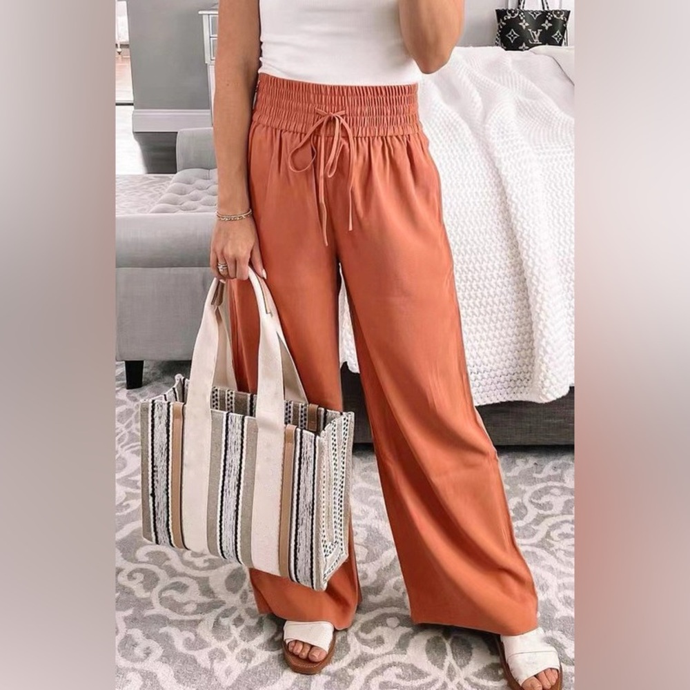 Women's Rust Wide-Leg Drawstring Pants
